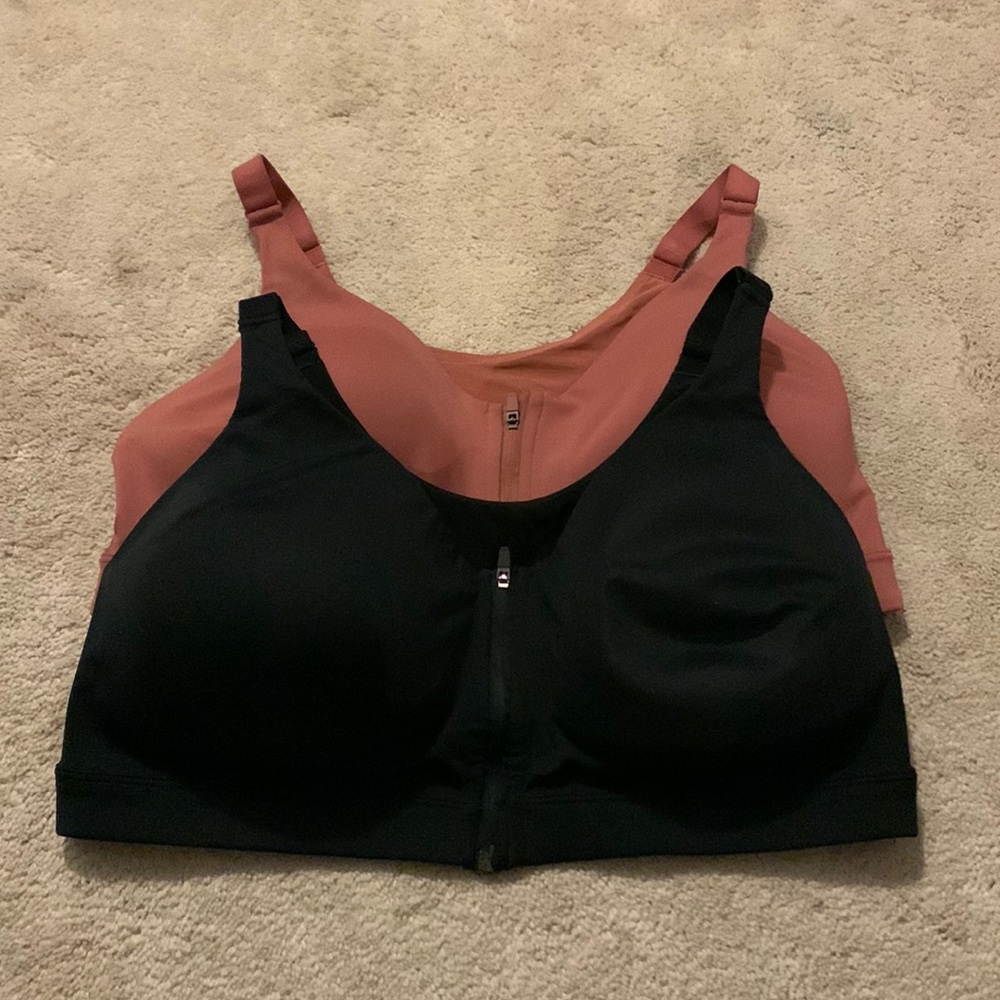 Two Old Navy Go Dry Sports Bras with Front Enclosure